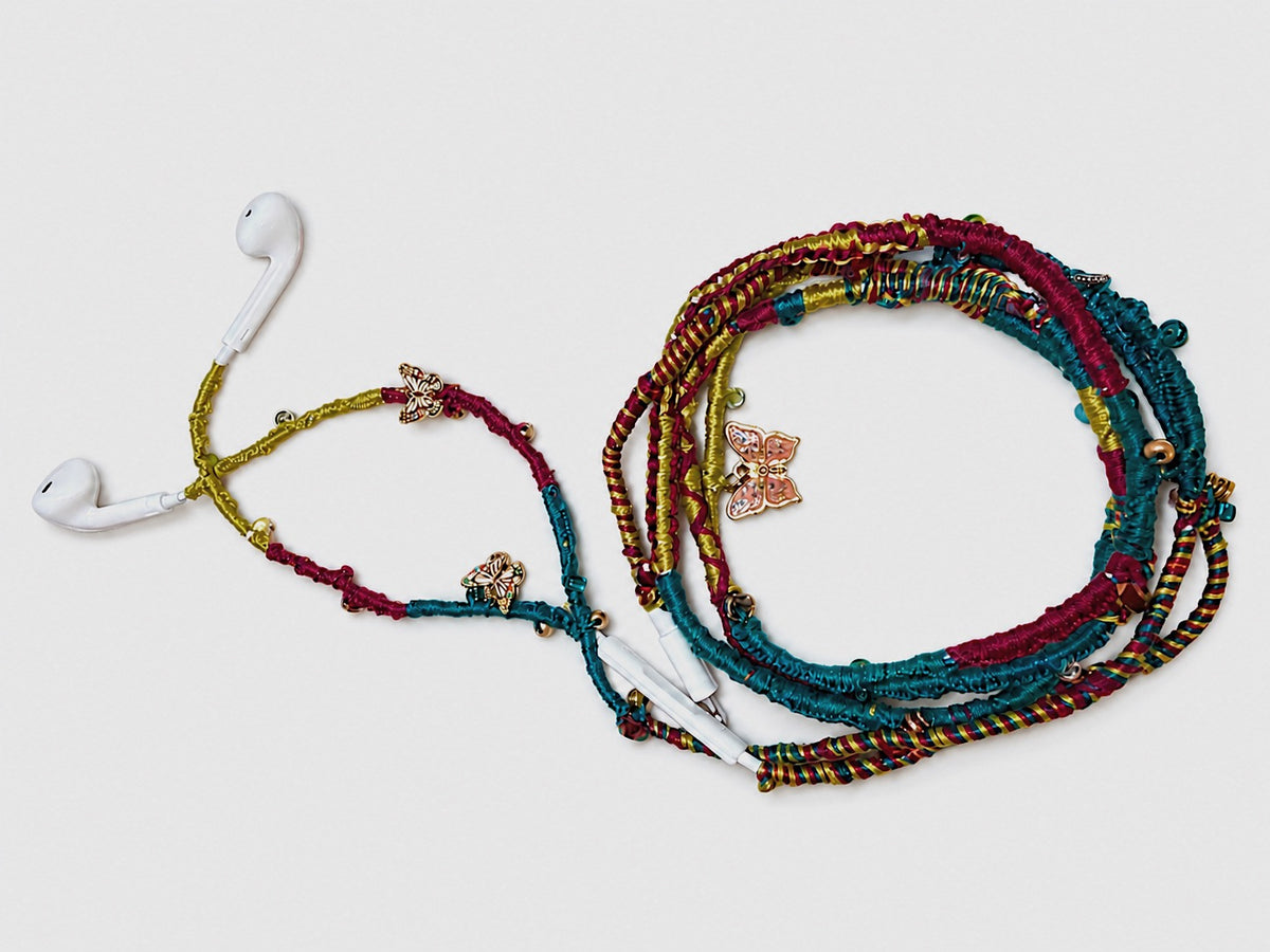 Butterfly Bliss – Handmade Wrapped Earbuds